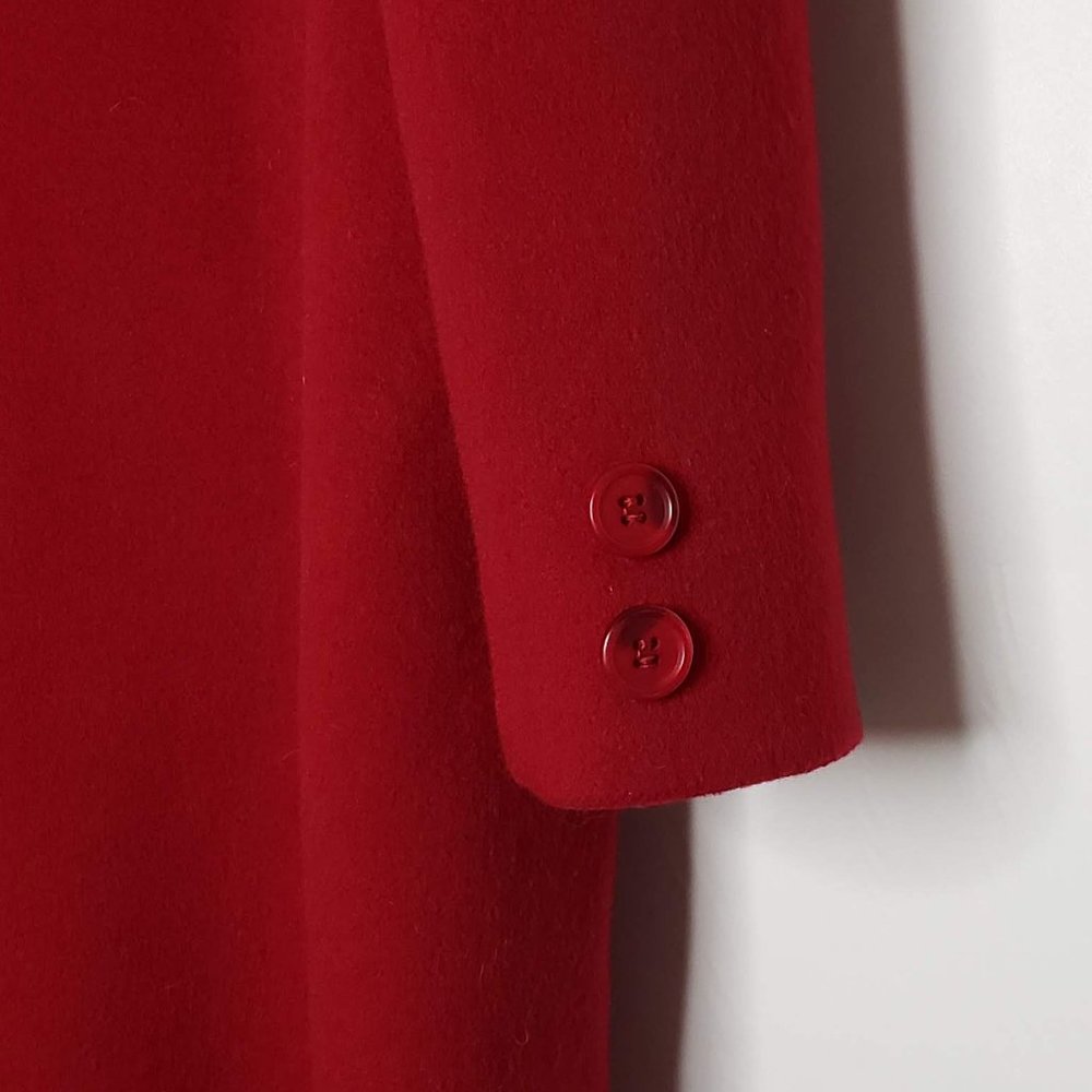 J.G. Hook Vintage Red Wool Double Breasted Trench Coat L - Picture 4 of 10